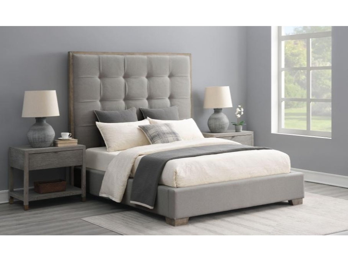 Eleanor Tufted Fabric Bed - Gray - Queen - Abbyson - Bedroom