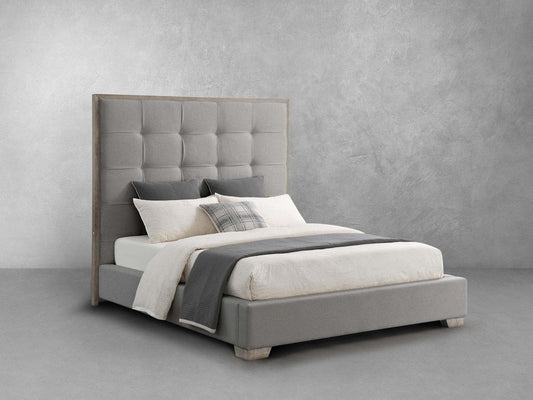 Eleanor Tufted Fabric Bed - Gray - Queen - Abbyson - Bedroom