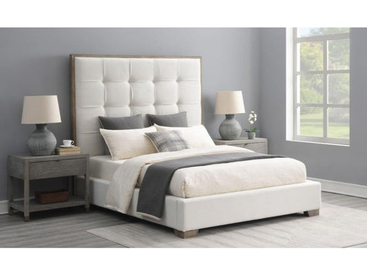 Eleanor Tufted Fabric Bed - Ivory - Queen - Abbyson - Bedroom