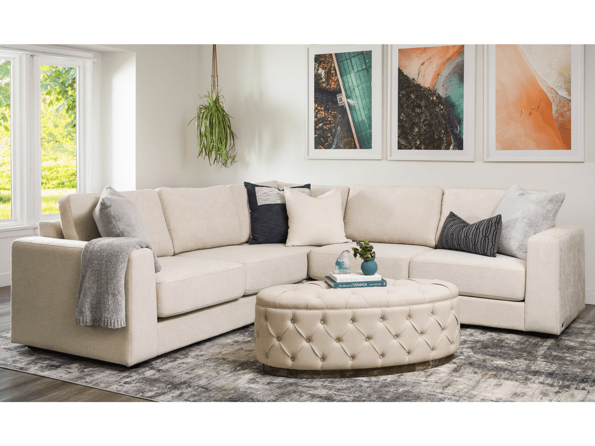 Elliot Fabric Sectional - Beige - Abbyson - Living Room