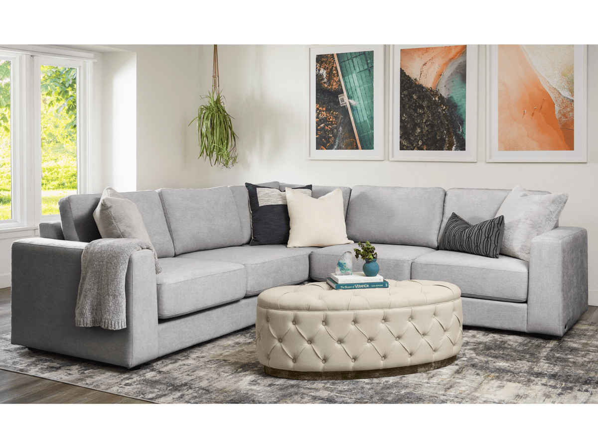 Elliot Fabric Sectional - Light Gray - Abbyson - Living Room