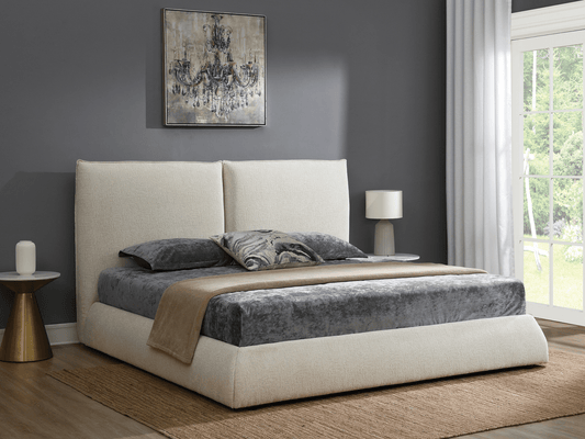 Elsen Upholstered Bed - Ivory - Queen - Abbyson - Bedroom