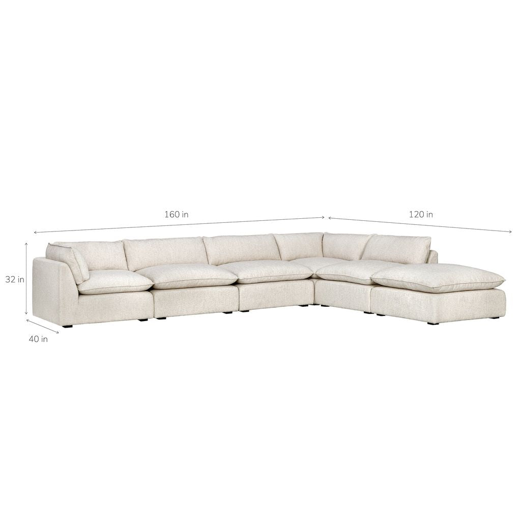 Luxe Boucle 6pc L-Shaped Sectional, Oat