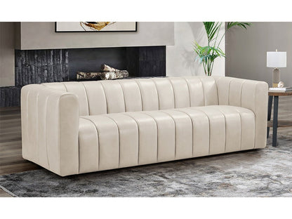 Gianna Leather Sofa - Ivory - Abbyson - Living Room