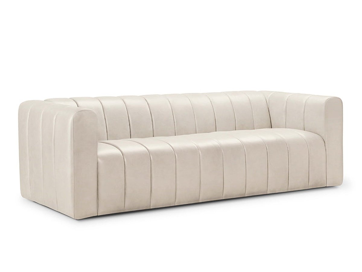Gianna Leather Sofa - Ivory - Abbyson - Living Room