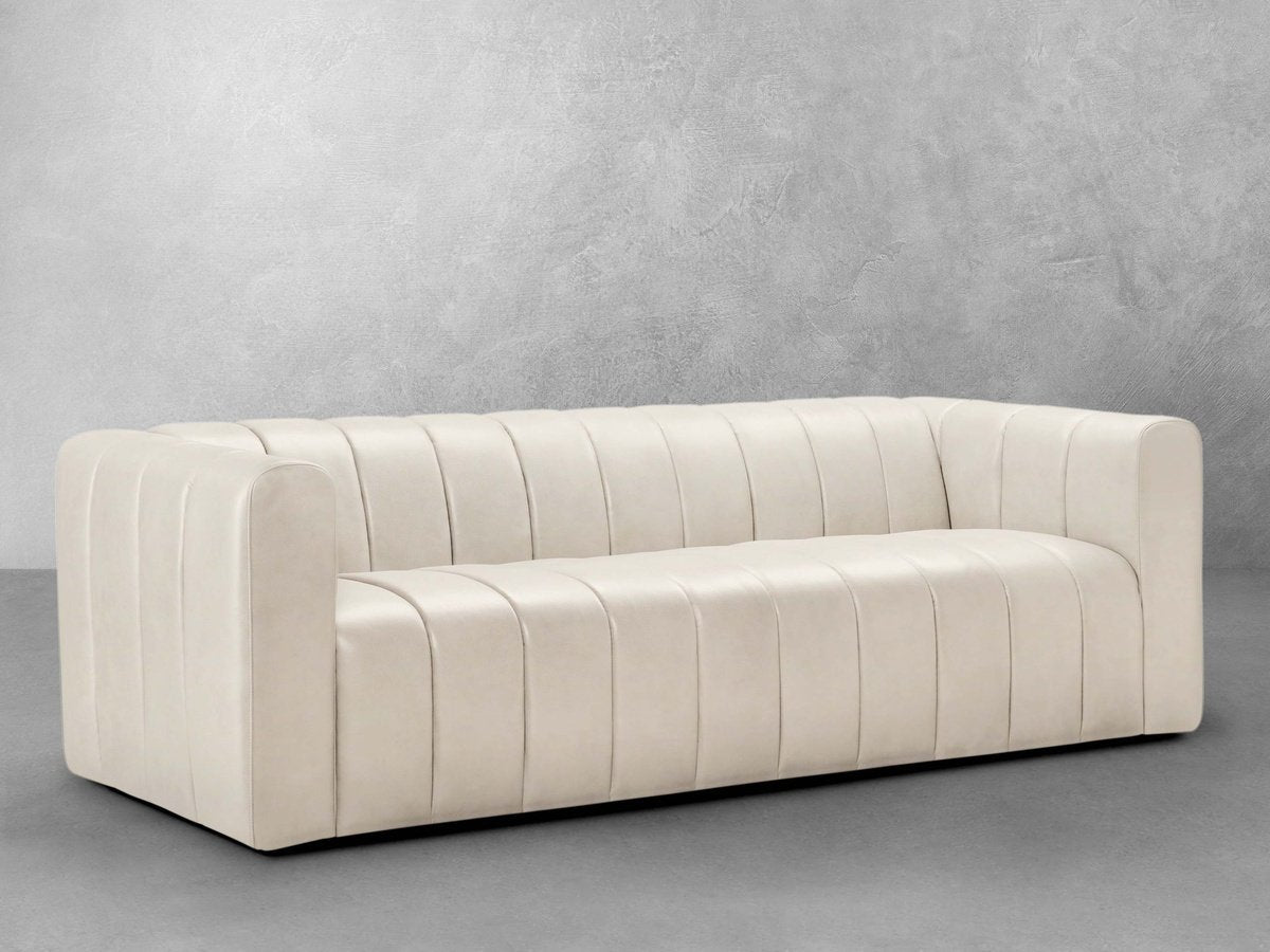 Gianna Leather Sofa - Ivory - Abbyson - Living Room