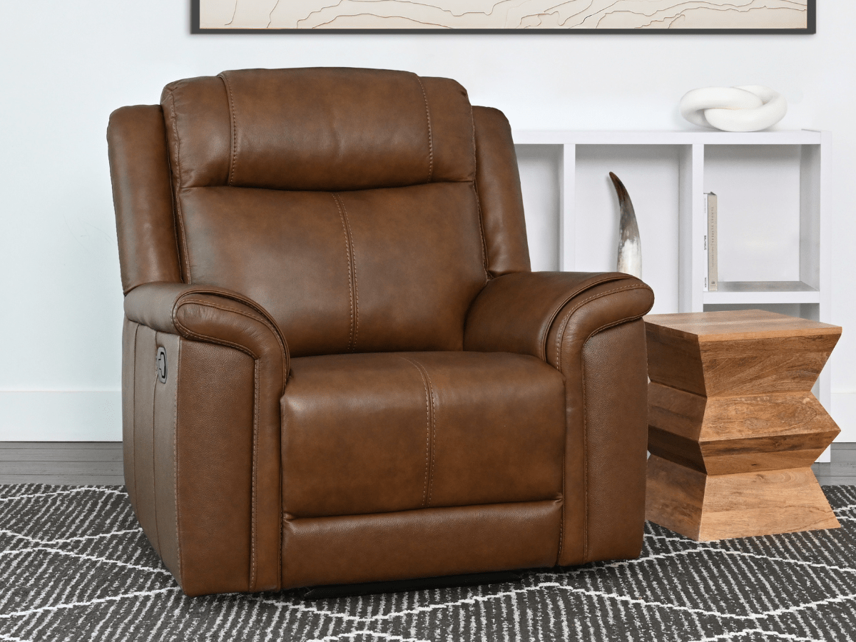 Gilmore Leather Manual Recliner - Abbyson - Living Room