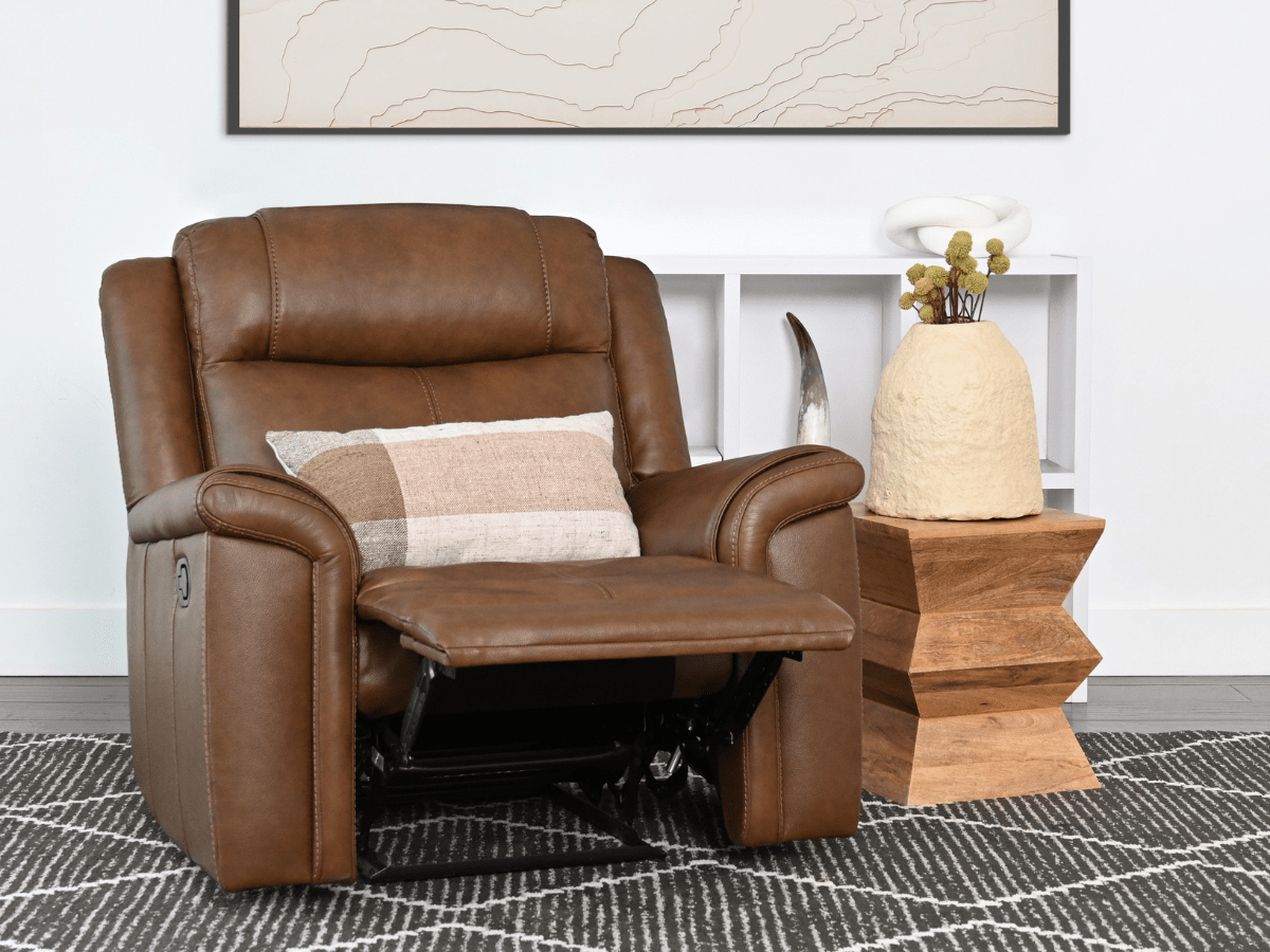 Gilmore Leather Manual Recliner - Abbyson - Living Room