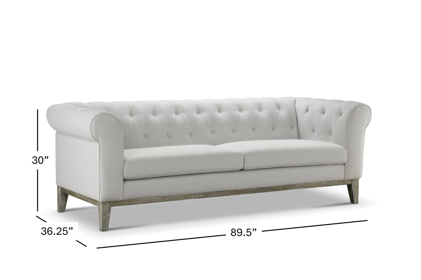 Gwen Stain Resistant Fabric Chesterfield Sofa - Light Gray - Abbyson - Living Room