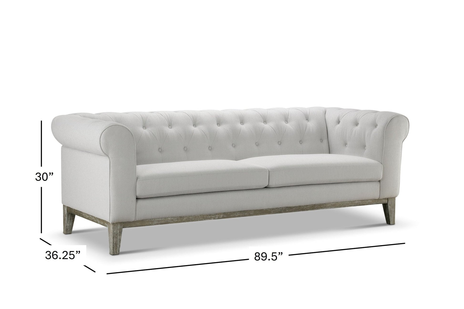 Gwen Stain Resistant Fabric Chesterfield Sofa - Light Gray - Abbyson - Living Room