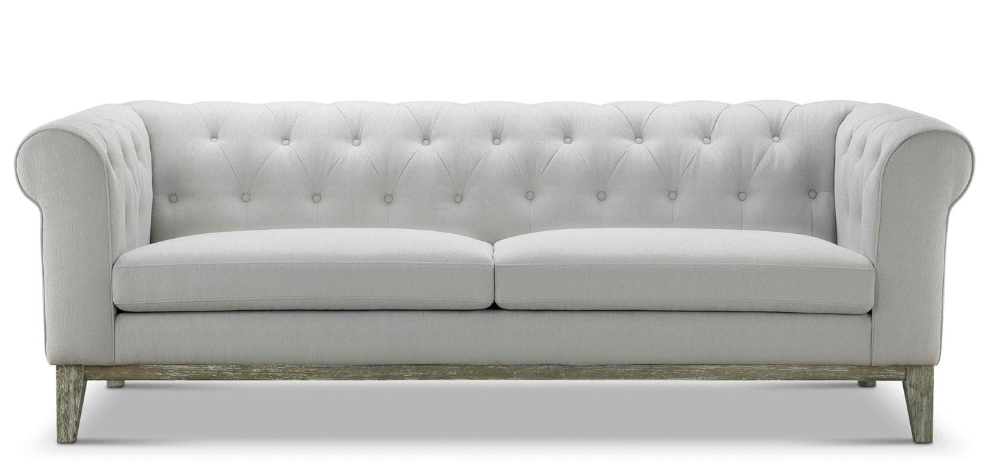 Gwen Stain Resistant Fabric Chesterfield Sofa - Light Gray - Abbyson - Living Room