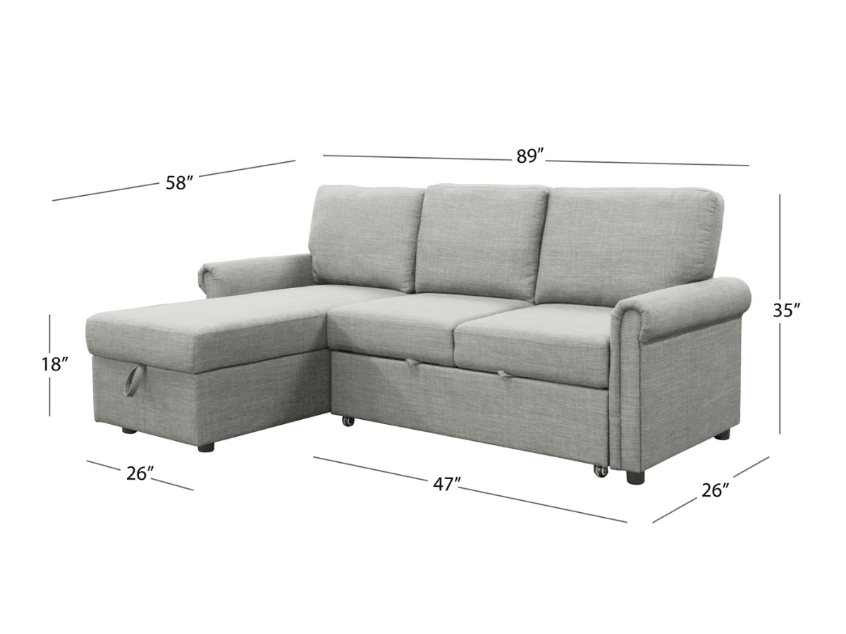 Hamilton Storage Sofa Bed Reversible Sectional - Gray - Abbyson - Living Room