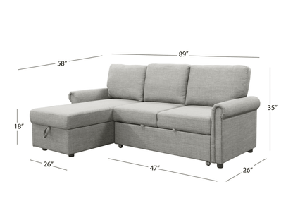 Hamilton Storage Sofa Bed Reversible Sectional - Gray - Abbyson - Living Room