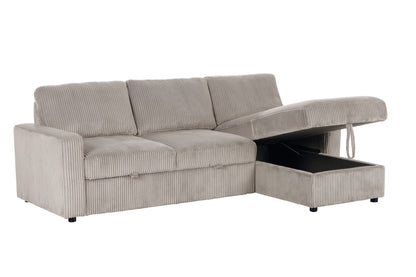 Haven Corduroy 2-pc Reversible Sleeper Sectional with Storage Chaise, Beige - Abbyson - Living Room
