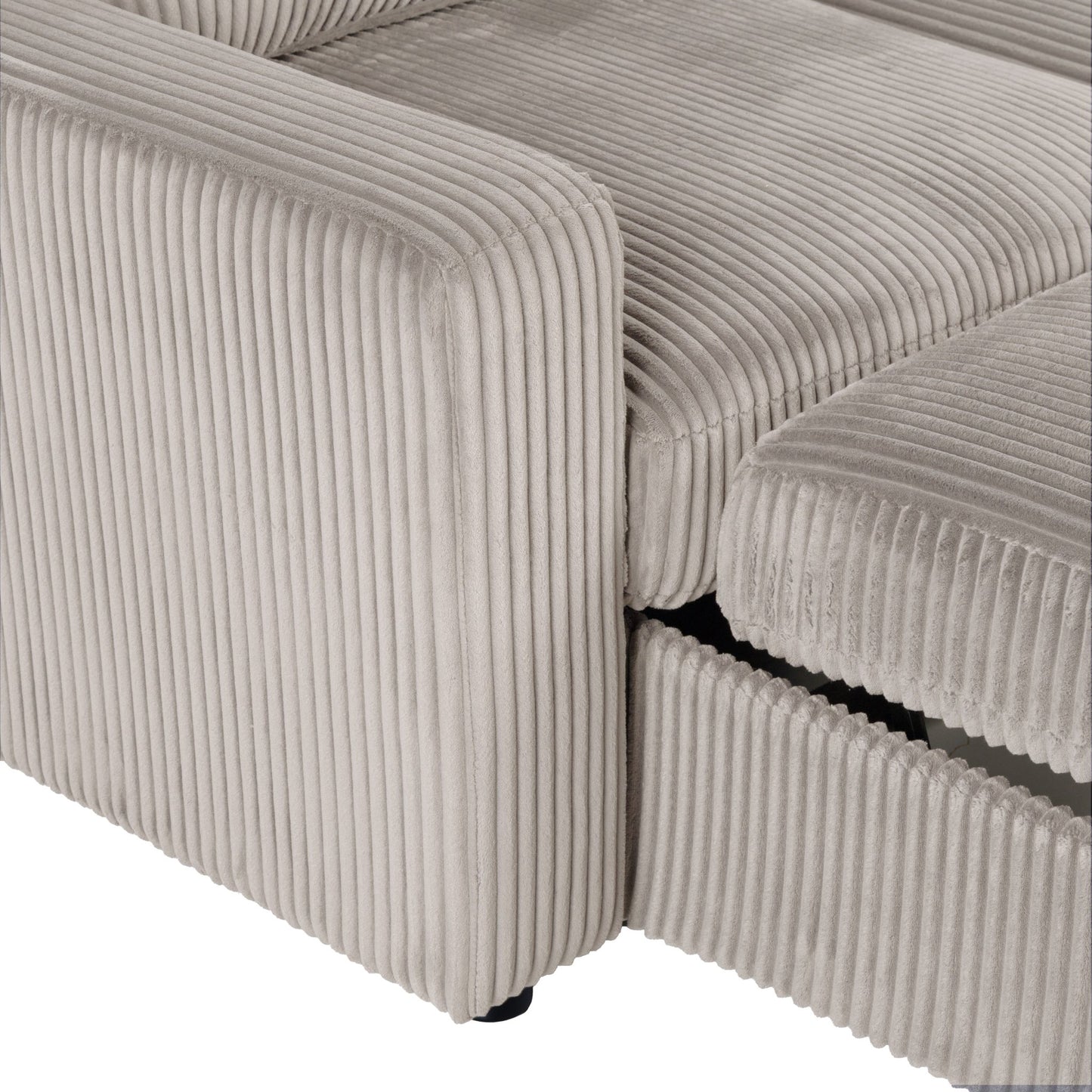 Haven Corduroy 2-pc Reversible Sleeper Sectional with Storage Chaise, Beige - Abbyson - Living Room