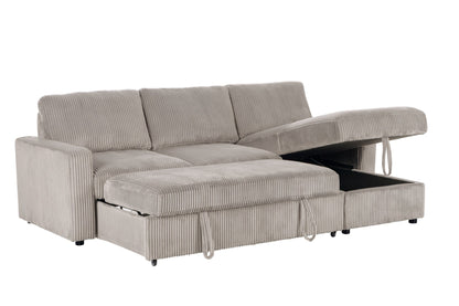 Haven Corduroy 2-pc Reversible Sleeper Sectional with Storage Chaise, Beige - Abbyson - Living Room