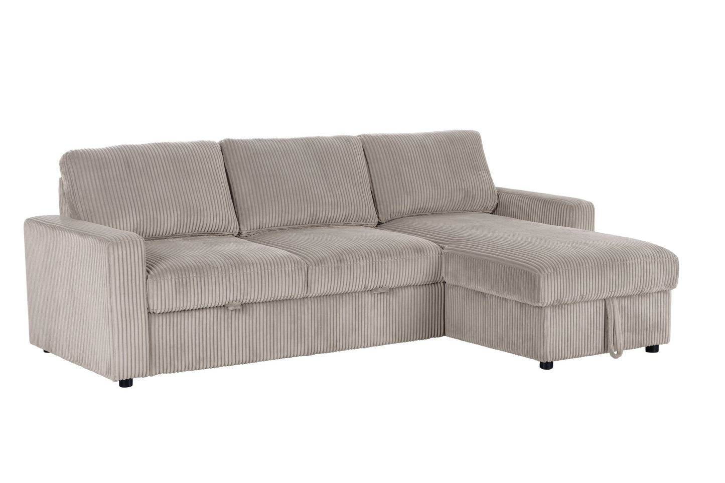 Haven Corduroy 2-pc Reversible Sleeper Sectional with Storage Chaise, Beige - Abbyson - Living Room