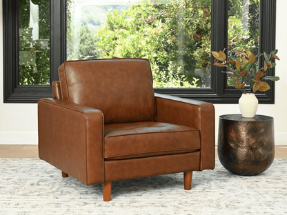 Holloway Mid-Century Leather Armchair - Abbyson - Living Room