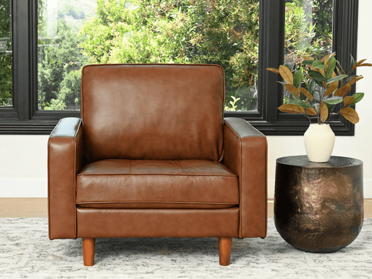 Holloway Mid-Century Leather Armchair - Abbyson - Living Room