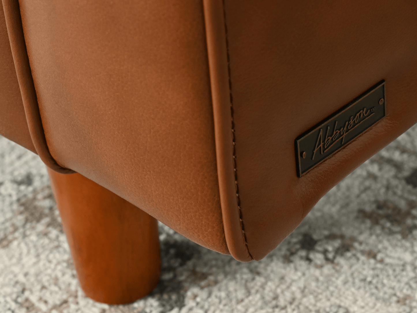 Holloway Mid-Century Leather Sofa - Abbyson - Living Room
