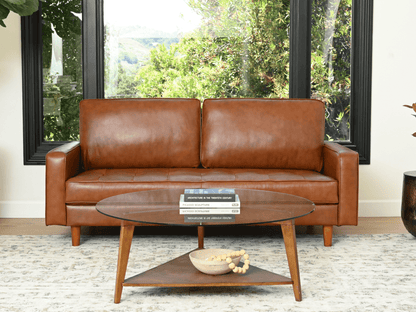 Holloway Mid-Century Leather Sofa - Abbyson - Living Room