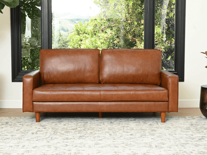 Holloway Mid-Century Leather Sofa - Abbyson - Living Room