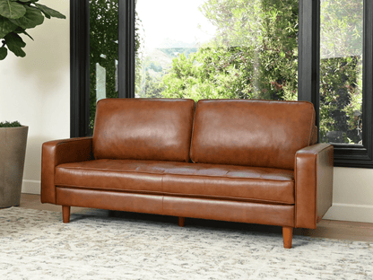 Holloway Mid-Century Leather Sofa - Abbyson - Living Room
