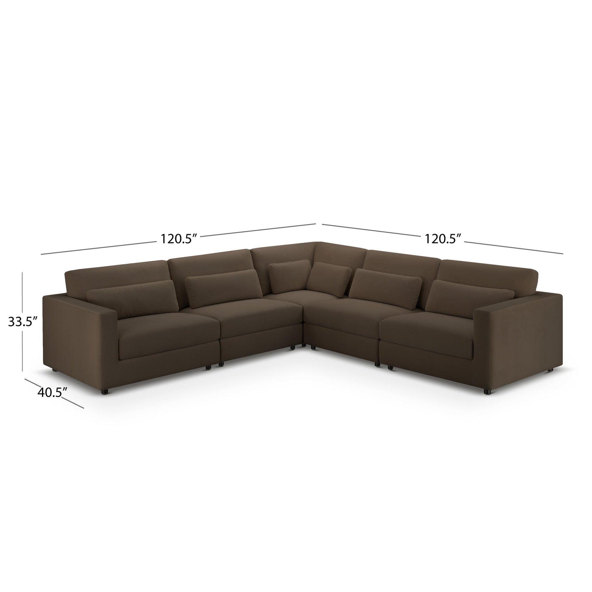 Hudson 5pc Velvet Fabric Modular Sectional - Brown - Abbyson - Living Room