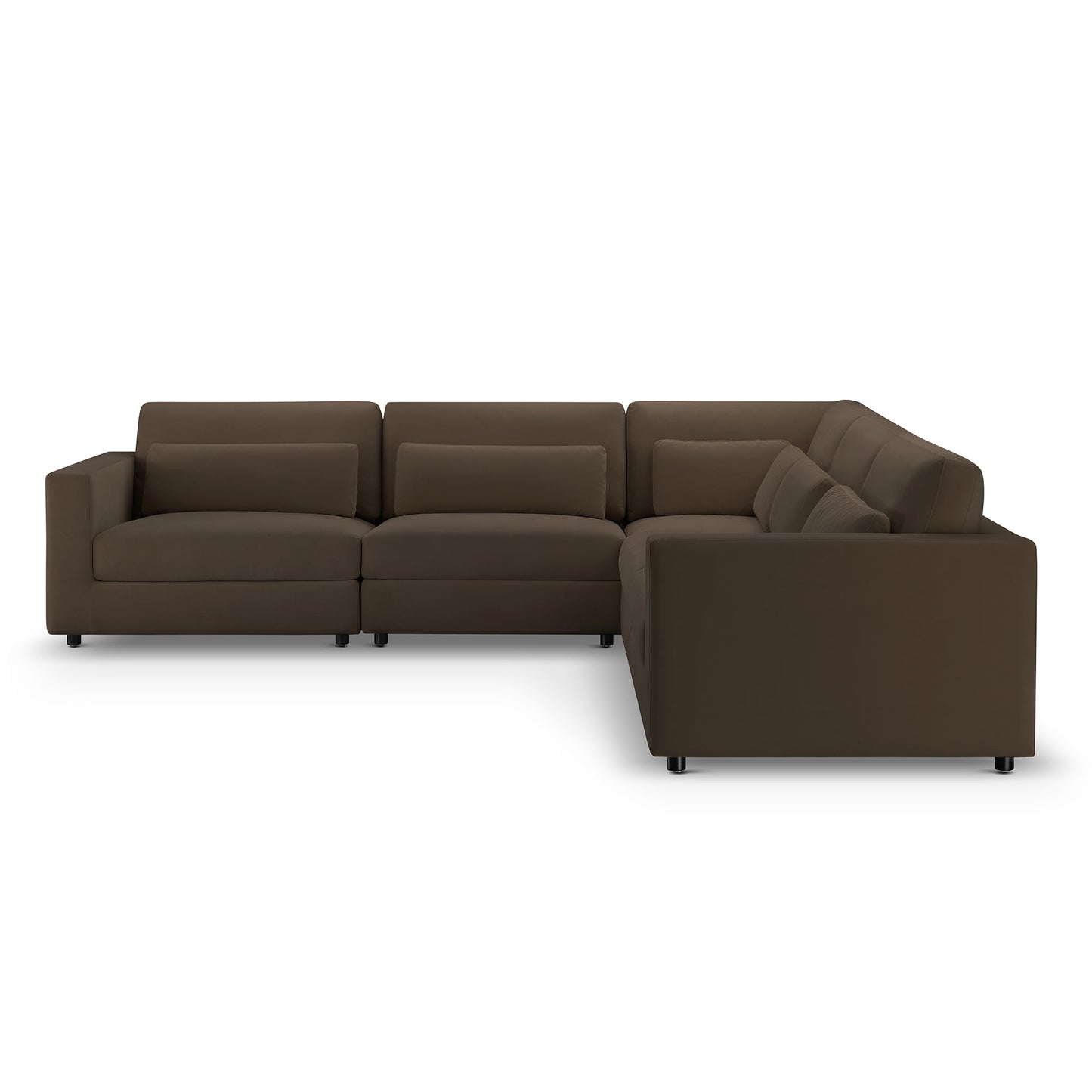 Hudson 5pc Velvet Fabric Modular Sectional - Brown - Abbyson - Living Room