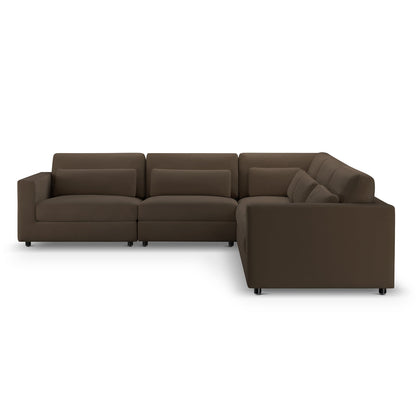 Hudson 5pc Velvet Fabric Modular Sectional - Brown - Abbyson - Living Room