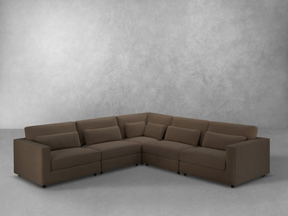 Hudson 5pc Velvet Fabric Modular Sectional - Brown - Abbyson - Living Room