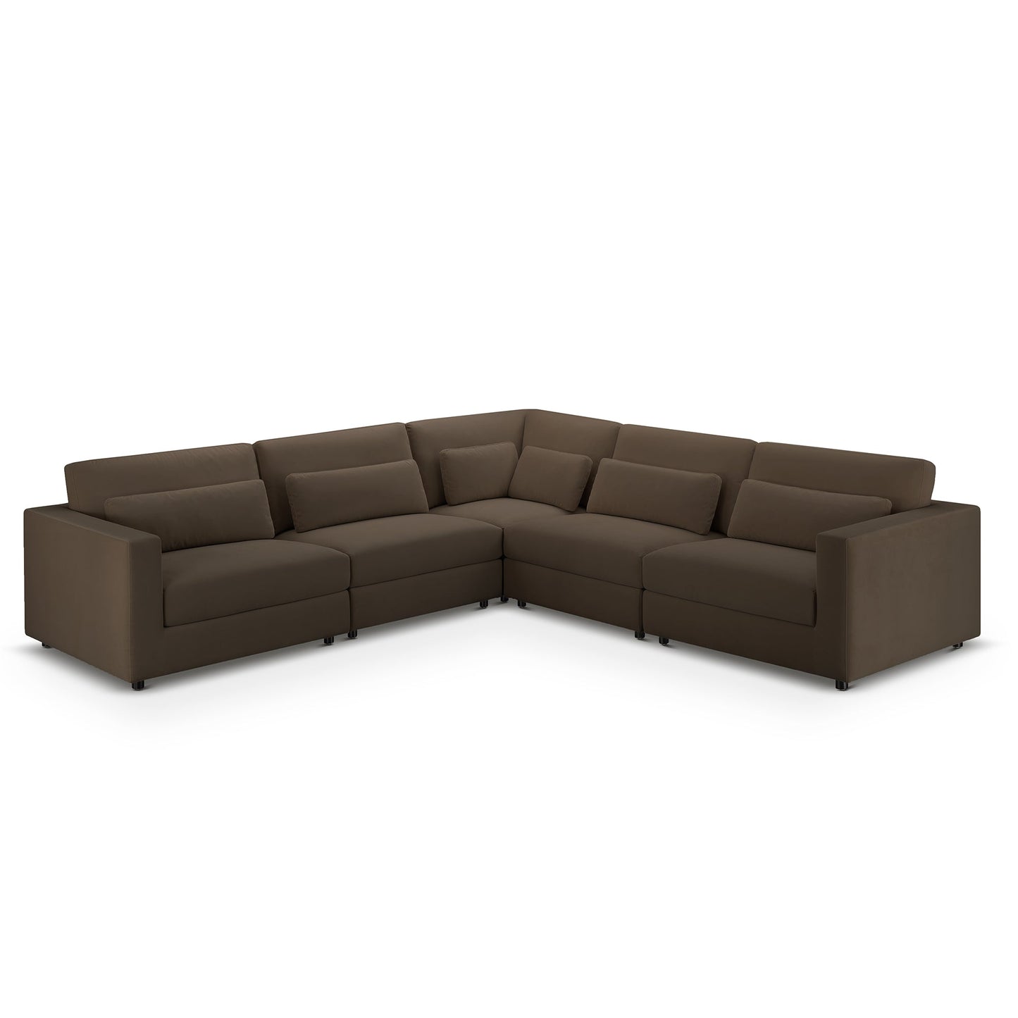 Hudson 5pc Velvet Fabric Modular Sectional - Brown - Abbyson - Living Room
