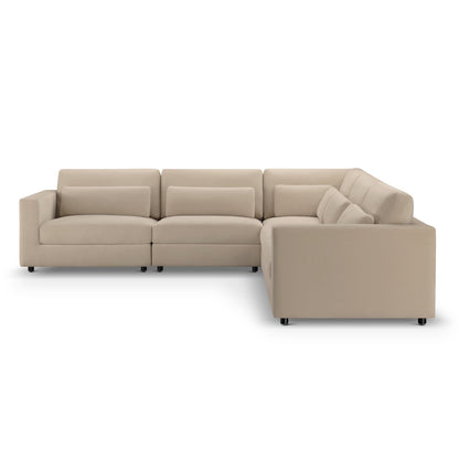 Hudson 5pc Velvet Fabric Modular Sectional - Sand - Abbyson - Living Room