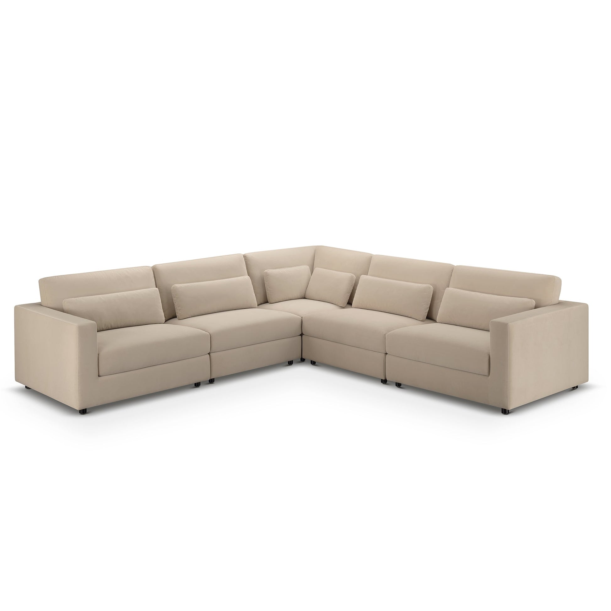 Hudson 5pc Velvet Fabric Modular Sectional - Sand - Abbyson - Living Room