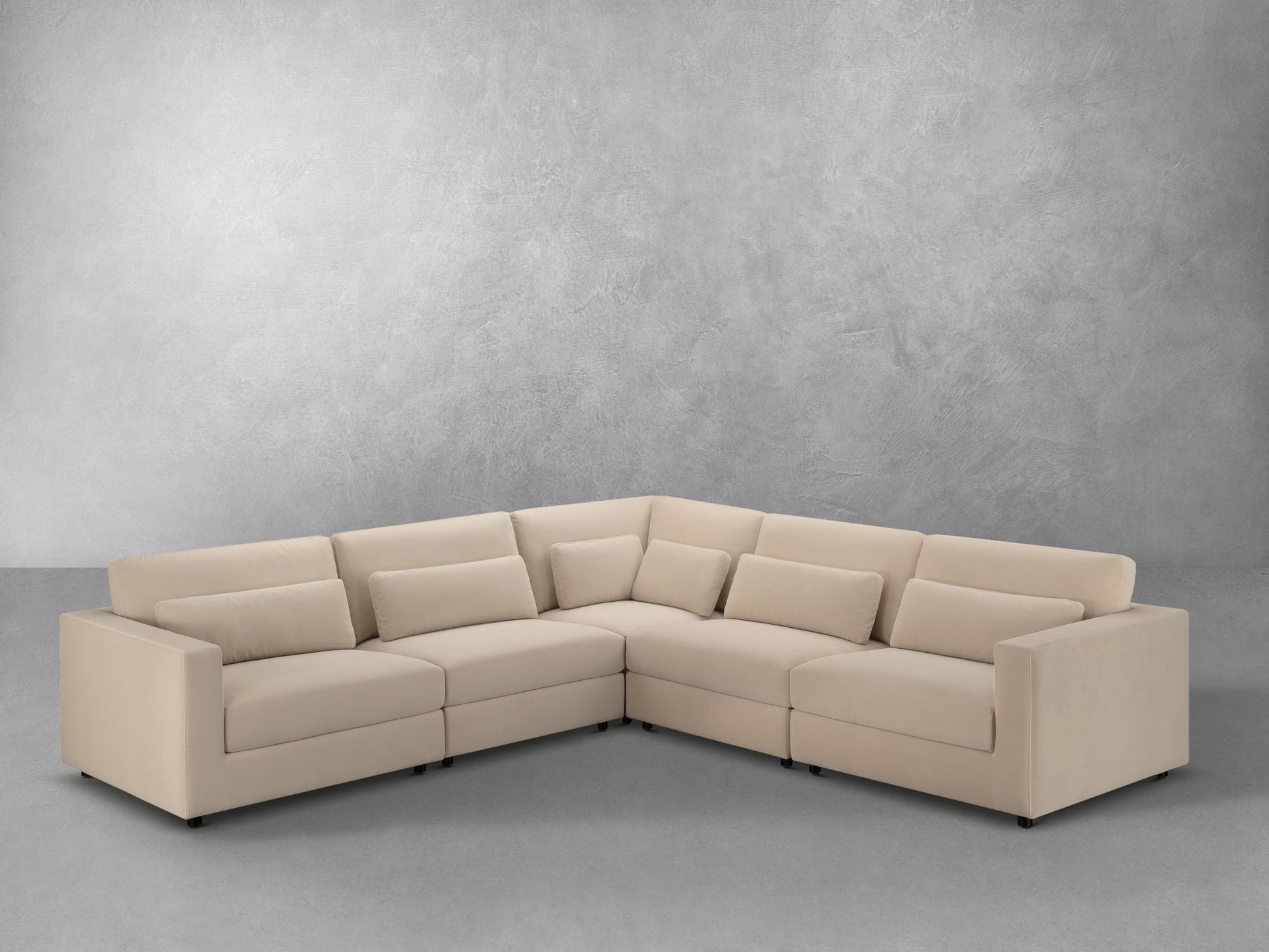 Hudson 5pc Velvet Fabric Modular Sectional - Sand - Abbyson - Living Room