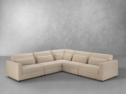Hudson 5pc Velvet Fabric Modular Sectional - Sand - Abbyson - Living Room