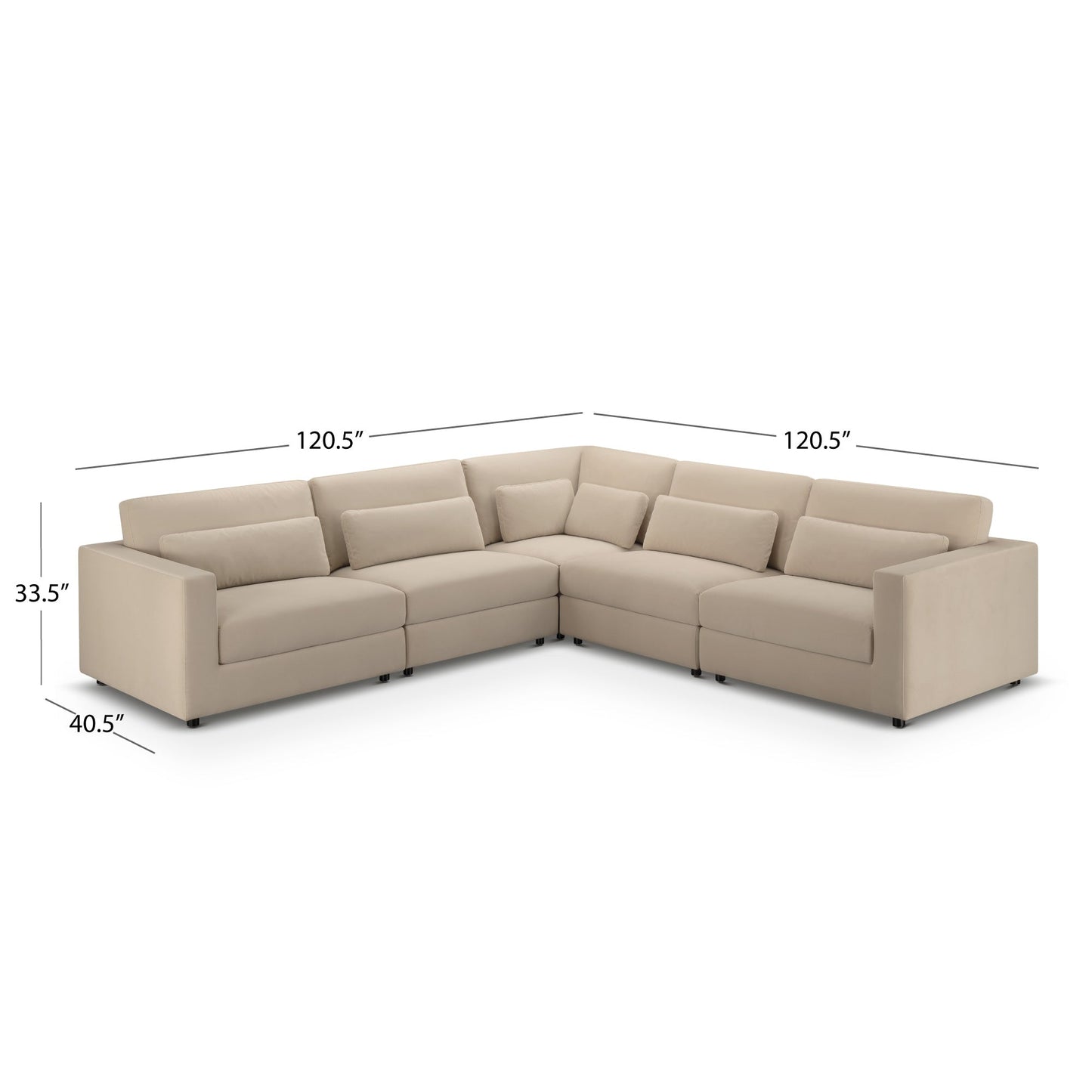 Hudson 5pc Velvet Fabric Modular Sectional - Sand - Abbyson - Living Room