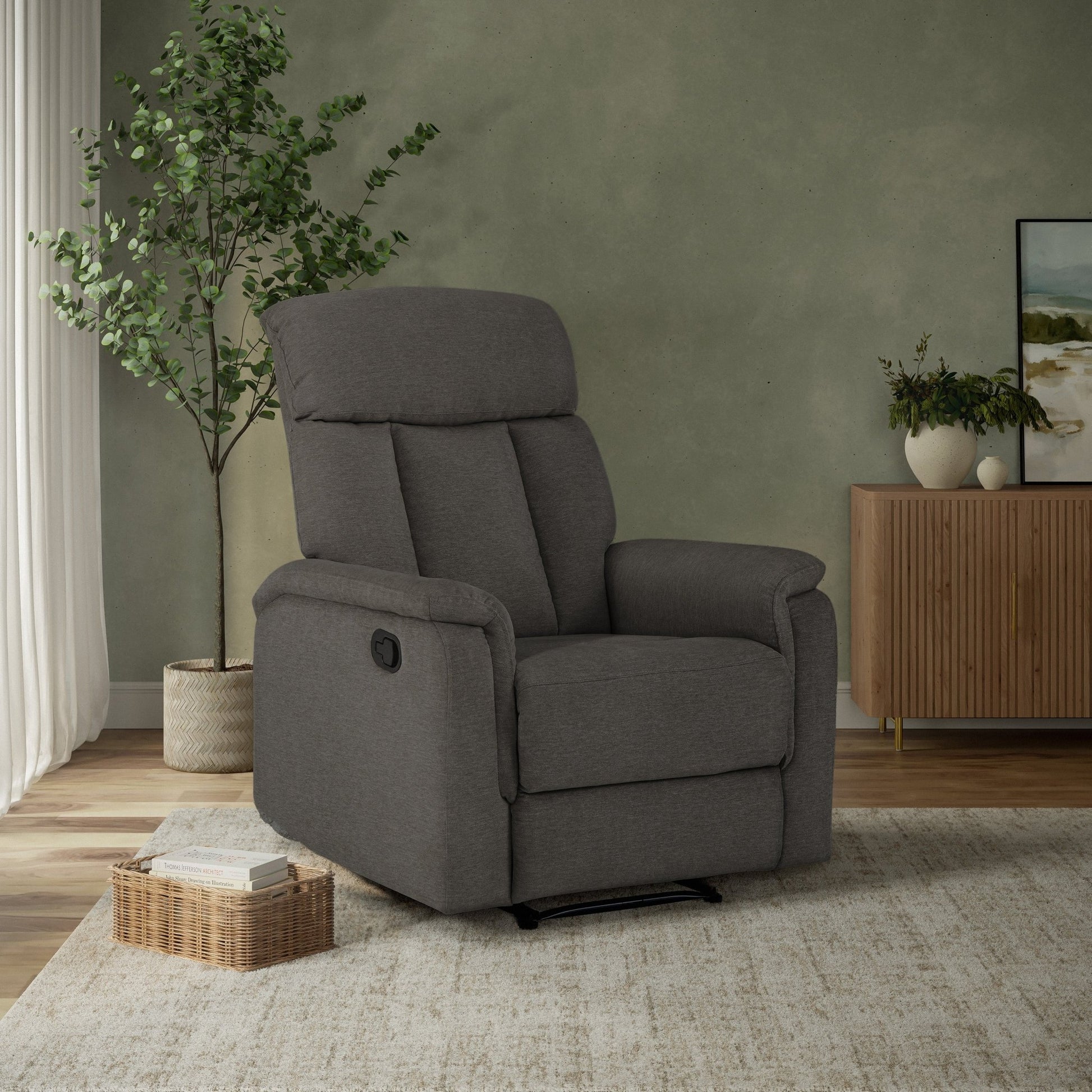 Irving Fabric Manual Recliner - Gray - Abbyson - Chair