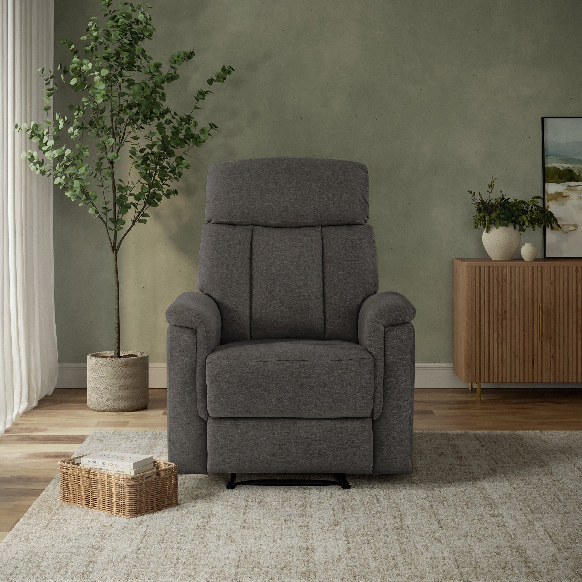 Irving Fabric Manual Recliner - Gray - Abbyson - Chair