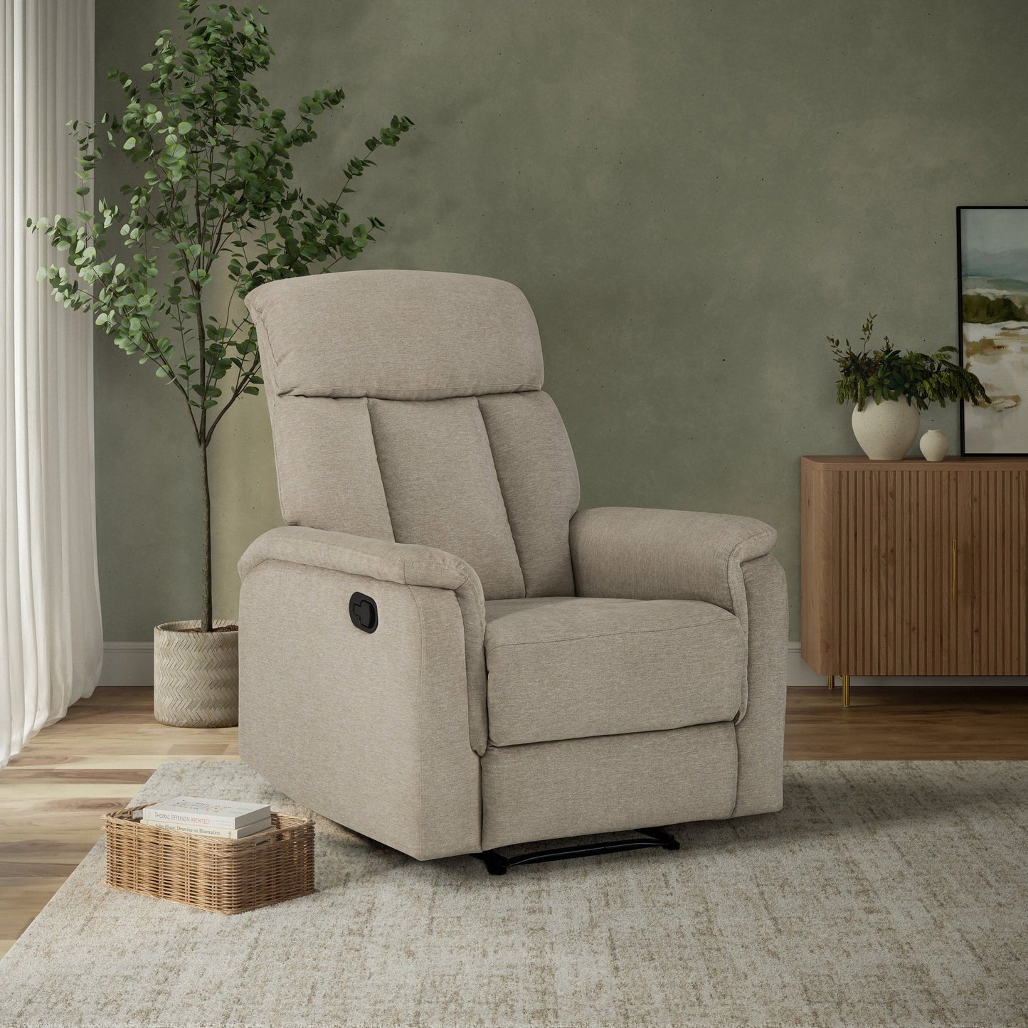 Irving Fabric Manual Recliner - Sand - Abbyson - Chair