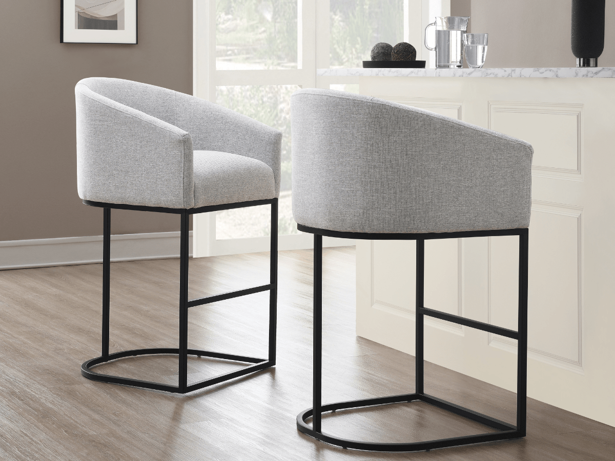 Jace Upholstered Bar Stool - Light Gray - Abbyson - Dining Room