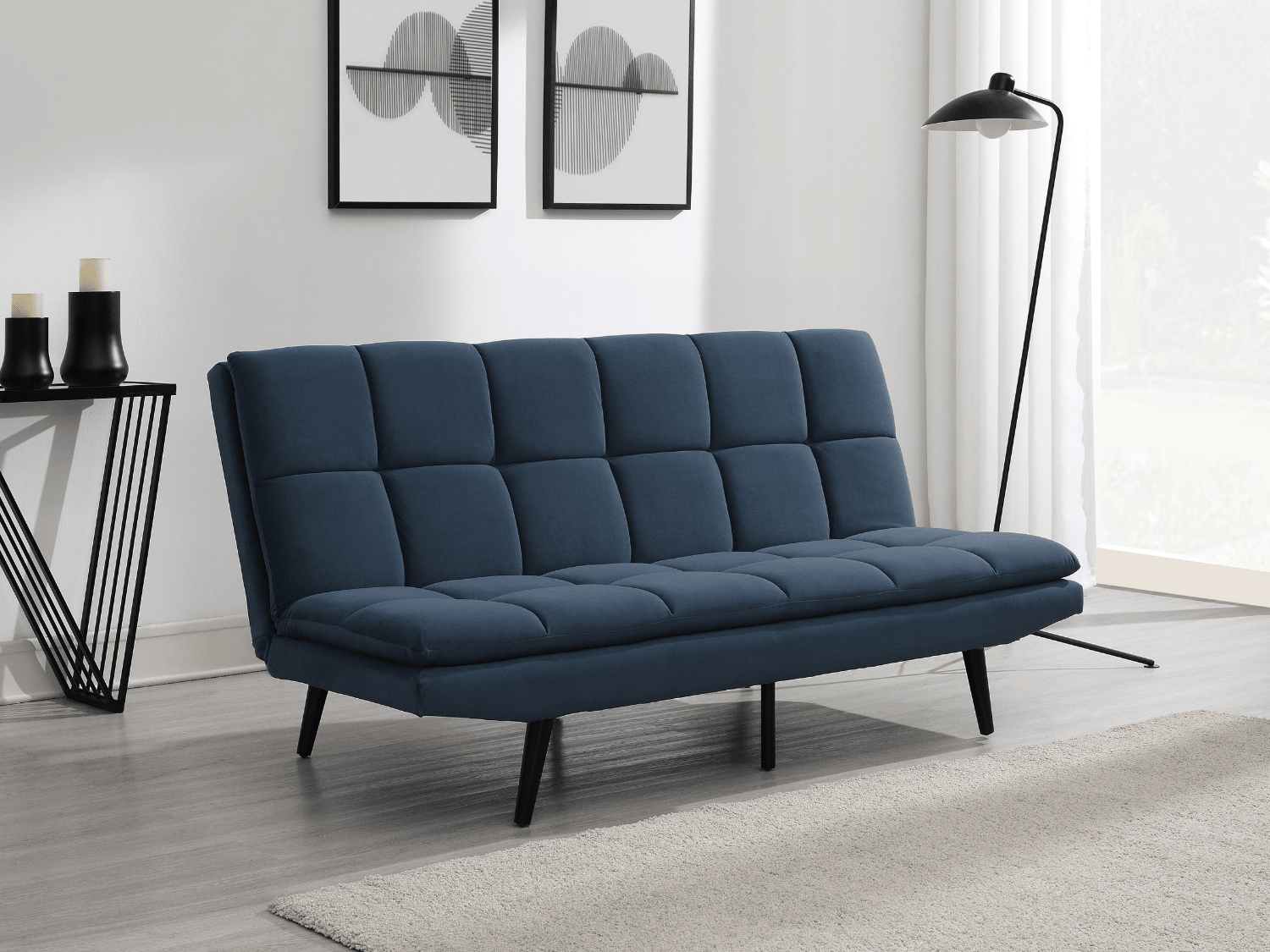 Jaden Convertible Fabric Sofa - Dark Blue - Abbyson - Living Room
