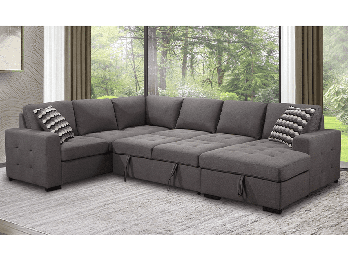 Jameson 6-pc Fabric Storage Sectional with Pullout Bed - Abbyson - Living Room