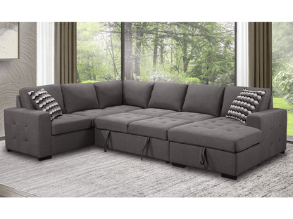Jameson 6-pc Fabric Storage Sectional with Pullout Bed - Abbyson - Living Room