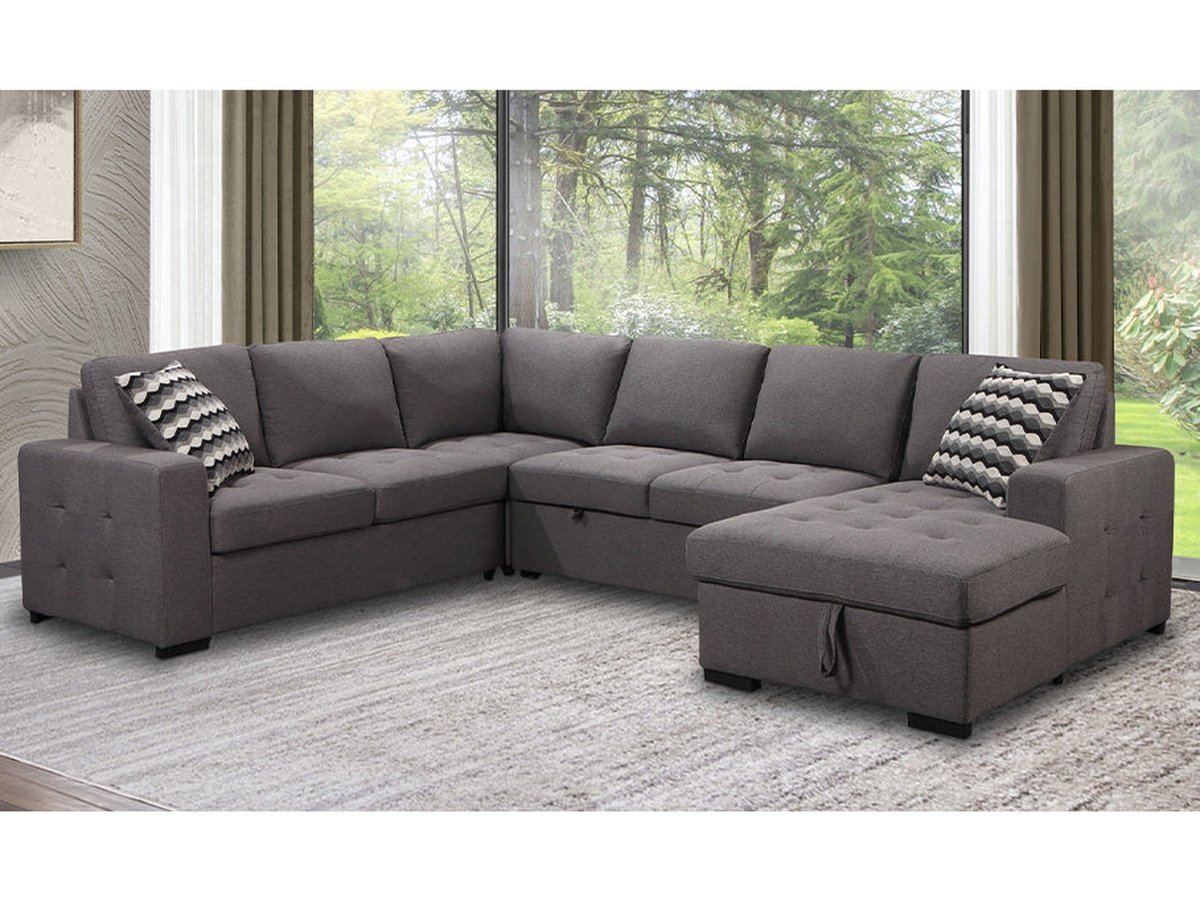 Jameson 6-pc Fabric Storage Sectional with Pullout Bed - Abbyson - Living Room