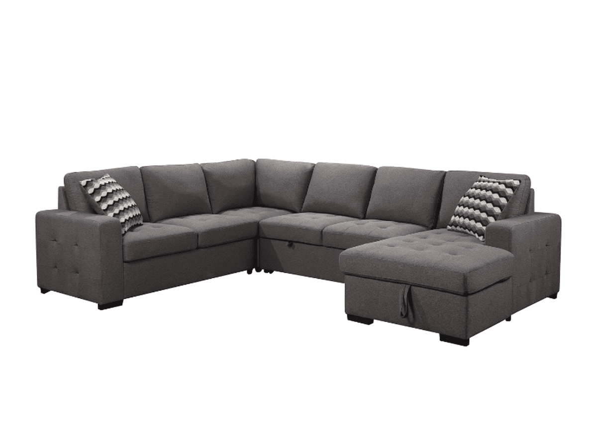 Jameson 6-pc Fabric Storage Sectional with Pullout Bed - Abbyson - Living Room