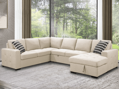 Jameson 6-pc Fabric Storage Sectional with Pullout Bed - Abbyson - Living Room