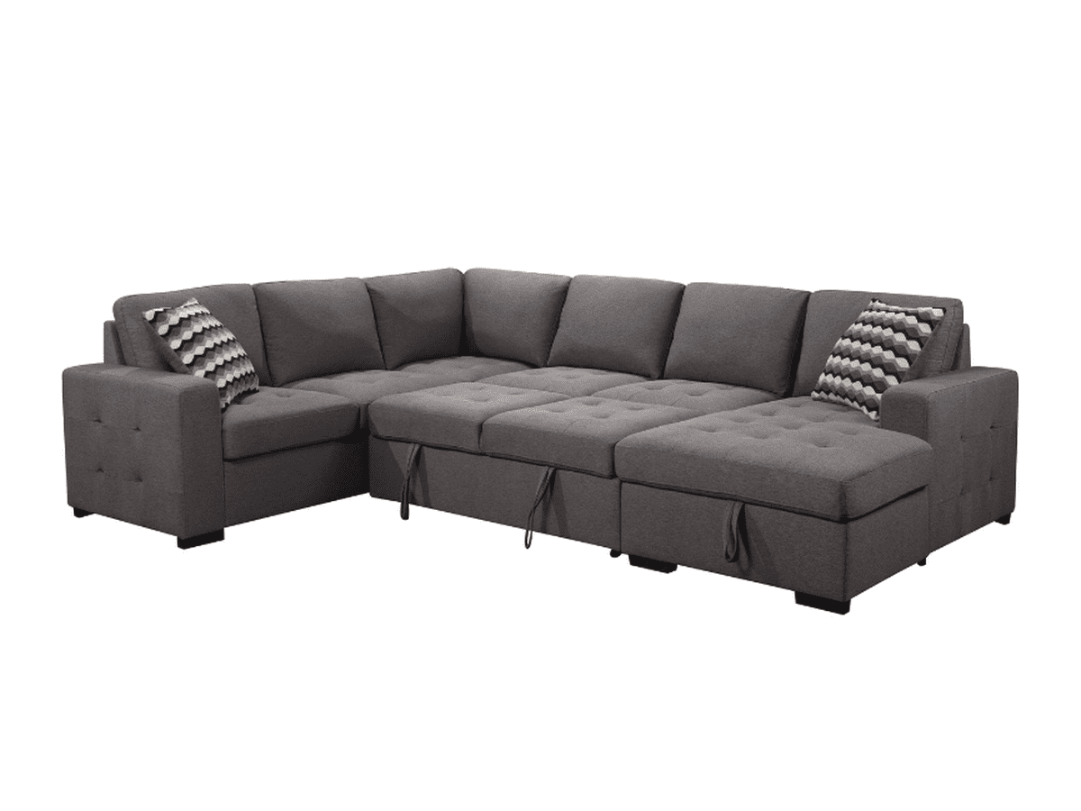 Jameson 6-pc Fabric Storage Sectional with Pullout Bed - Abbyson - Living Room