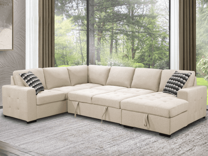 Jameson 6-pc Fabric Storage Sectional with Pullout Bed - Abbyson - Living Room