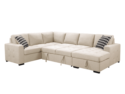 Jameson 6-pc Fabric Storage Sectional with Pullout Bed - Abbyson - Living Room